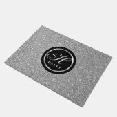 Luxury Chic Silver Grey Glitter Monogram Initiaal Deurmat (Schuin)