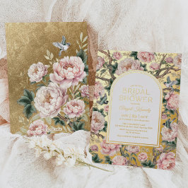 Luxury Chinoiserie Floral Garden Vrijgezellenfeest Folie Uitnodiging