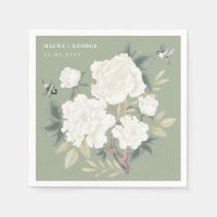 Luxury Chinoiserie Sage Green Ivory Floral Wedding
