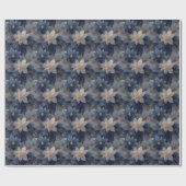 Luxury Christmas Blue and White Poinsettia Gift  Cadeaupapier (Vlak)