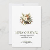 Luxury Christmas Bouquet Neutral Sage Holiday Card Feestdagenkaart (Voorkant)