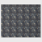 Luxury Christmas Navy and Cream Floral Gift  Cadeaupapier (Vlak)