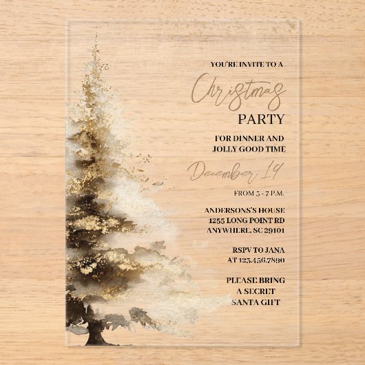 Luxury Christmas Party Acryl Uitnodigingen (Voorkant)