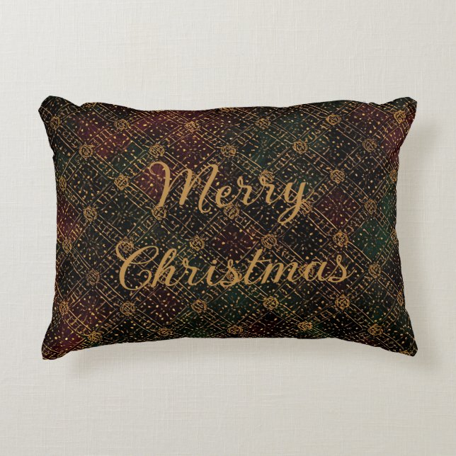 Luxury, Christmas Pattern, Gold Merry Christmas Accent Kussen (Voorkant)