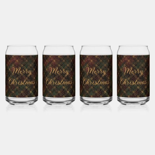 Luxury, Christmas Pattern, Gold Merry Christmas  Blikvorm Glas (Achterkant)