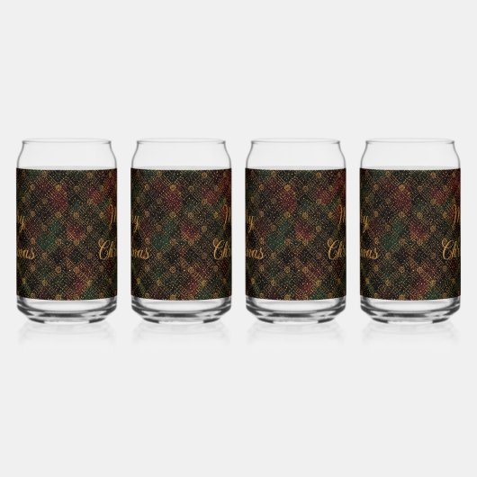 Luxury, Christmas Pattern, Gold Merry Christmas  Blikvorm Glas (Rechts)