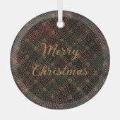 Luxury, Christmas Pattern, Gold Merry Christmas Glas Ornament (Voorkant)