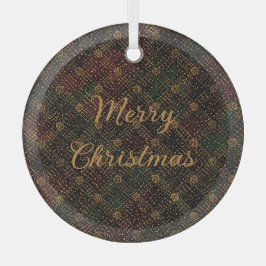 Luxury, Christmas Pattern, Gold Merry Christmas Glas Ornament