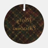 Luxury, Christmas Pattern, Gold Merry Christmas Glas Ornament (Achterkant)