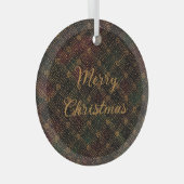 Luxury, Christmas Pattern, Gold Merry Christmas Glas Ornament (Voorkant Rechts)