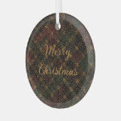 Luxury, Christmas Pattern, Gold Merry Christmas Glas Ornament (Voorkant links)
