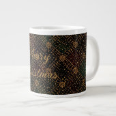 Luxury, Christmas Pattern, Gold Merry Christmas  Grote Koffiekop (Voorkant rechts)
