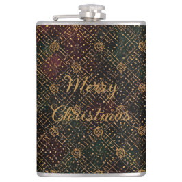 Luxury, Christmas Pattern, Gold Merry Christmas  Heupfles