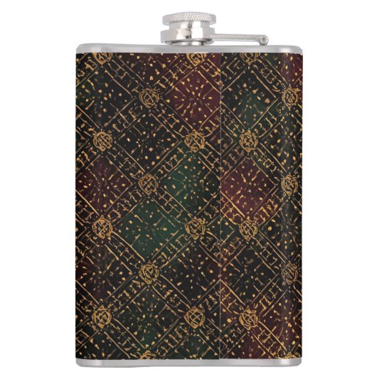 Luxury, Christmas Pattern, Gold Merry Christmas  Heupfles (Achterkant)