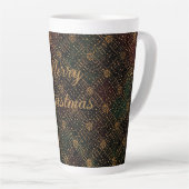 Luxury, Christmas Pattern, Gold Merry Christmas  Latte Mok (Rechterhoek)