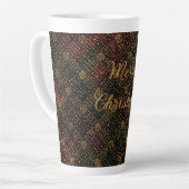 Luxury, Christmas Pattern, Gold Merry Christmas  Latte Mok (Linkerhoek)