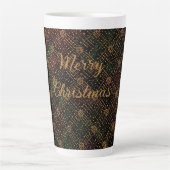 Luxury, Christmas Pattern, Gold Merry Christmas  Latte Mok (Voorkant)