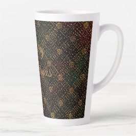 Luxury, Christmas Pattern, Gold Merry Christmas  Latte Mok