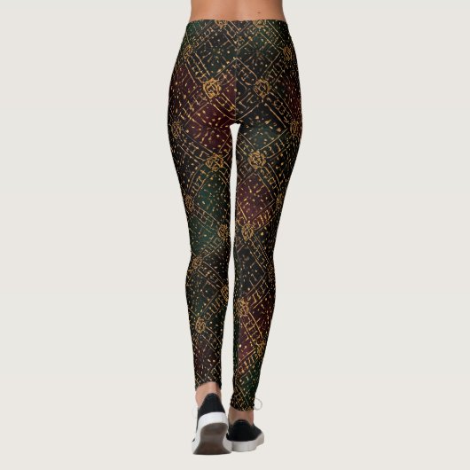Luxury, Christmas Pattern, Gold Merry Christmas Leggings (Achterkant)
