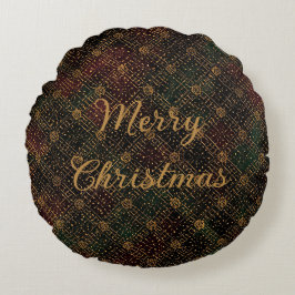 Luxury, Christmas Pattern, Gold Merry Christmas Rond Kussen