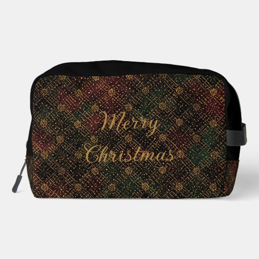 Luxury, Christmas Pattern, Gold Merry Christmas Toilettasje (Achterkant)