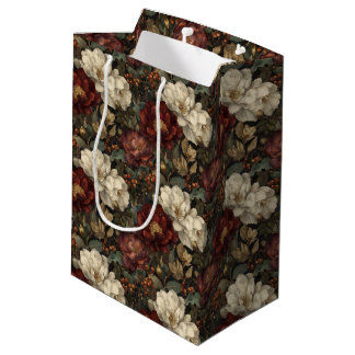 Luxury Christmas Red and Winter White Floral Medium Cadeauzakje