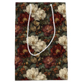 Luxury Christmas Red and Winter White Floral Medium Cadeauzakje (Voorkant)