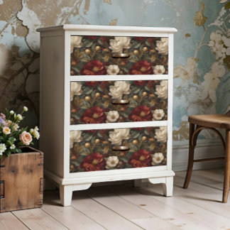 Luxury Christmas Red and Winter White Floral Tissuepapier