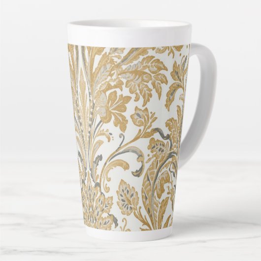 Luxury, Classic,Elegant,Gold Beige Pattern Latte Mok (Rechterhoek)