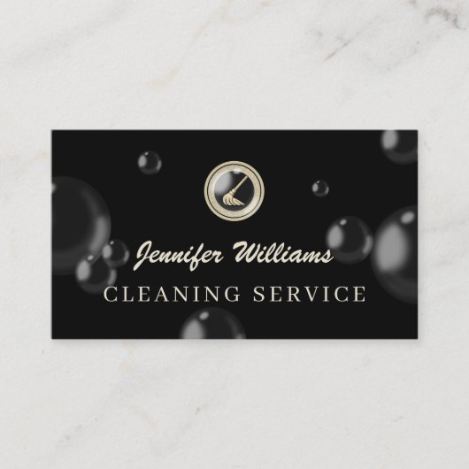 Luxury cleaning mop logo cleaner visitekaartje (Voorkant)