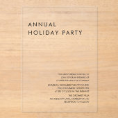 Luxury Clear Acrylic Annual Holiday Party  Acryl Uitnodigingen (Voorkant)