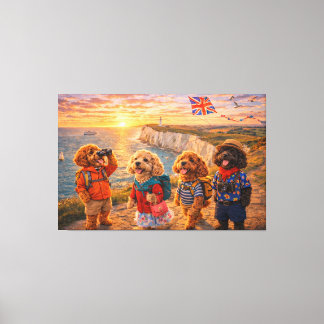 Luxury Cockapoo British Coastal Wall Art Canvas  Afdruk