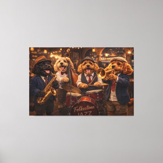 Luxury Cockapoo Jazz Band Wall Art Canvas Print (Voorkant)
