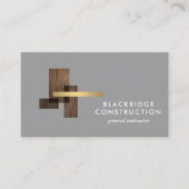 Luxury Contractor Construction Wood Logo Gray Visitekaartje (Voorkant)