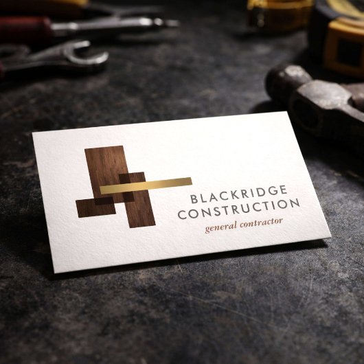Luxury Contractor Construction Wood Logo Visitekaartje