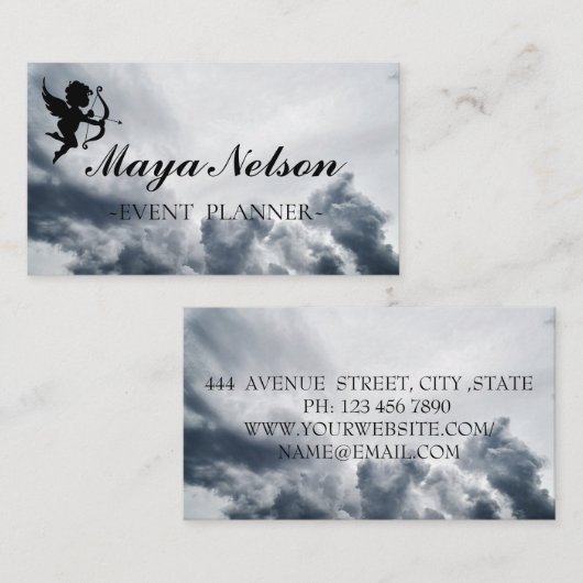 Luxury Cool Silver Cloud whit Cupid Visitekaartje (Voorkant / Achterkant)