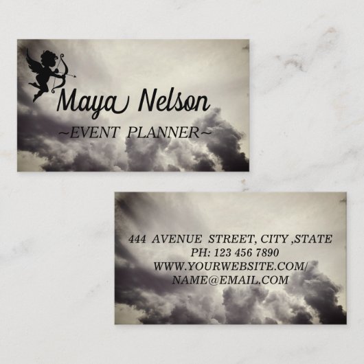 Luxury Cool Silver Cloud whit Cupid Visitekaartje (Voorkant / Achterkant)