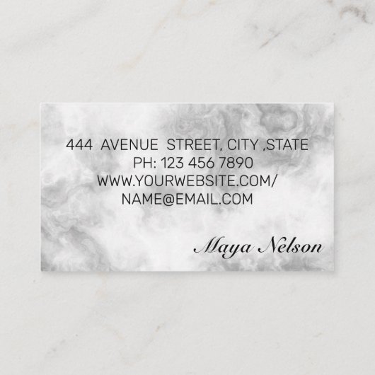 Luxury Cool Silver Marble Visitekaartje (Achterkant)