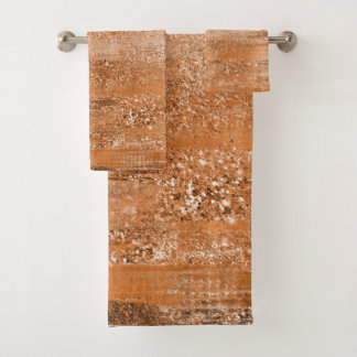 Luxury Copper Glitter Brush Strokes Bad Handdoek