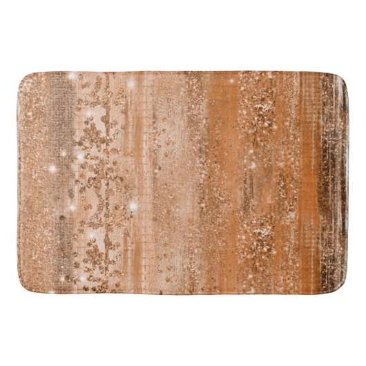 Luxury Copper Glitter Brush Strokes Badmat (Voorkant)