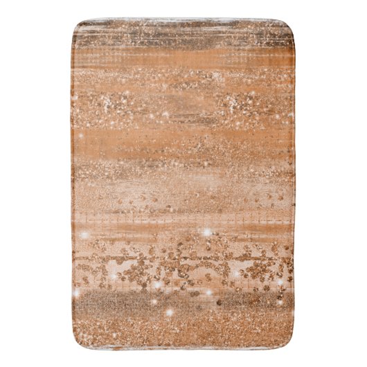 Luxury Copper Glitter Brush Strokes Badmat (Voorkant Verticaal)