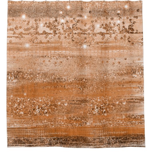 Luxury Copper Glitter Brush Strokes Douchegordijn (Voorkant)