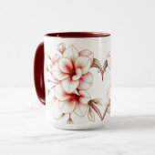 Luxury Coquette Rococo Floral Heart Pink Mok (Voorkant links)