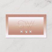 Luxury Coral White Ombre Sparkle Diamonds Monogram Visitekaartje (Voorkant)
