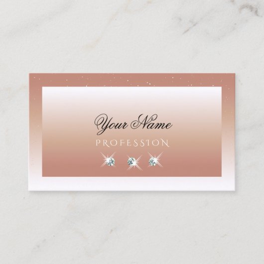 Luxury Coral White Ombre Sparkle Diamonds Stijlvol Visitekaartje (Voorkant)