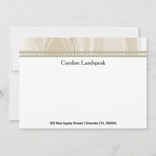 Luxury correspondence Custom Cream Silk & Pearls Notitiekaartje (Voorkant)