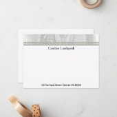 Luxury correspondence Custom White Silk & Pearls Notitiekaartje (Voorkant / Achterkant in situ)