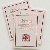 Luxury Cream and Burgundy Wedding Details Qr Code  Informatiekaartje