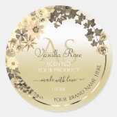 Luxury Cream Gold Floral Product Labels Monogram (Voorkant)