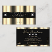 Luxury Cream Golden Black Sparkle Jewels Initialen Visitekaartje (Voorkant / Achterkant)